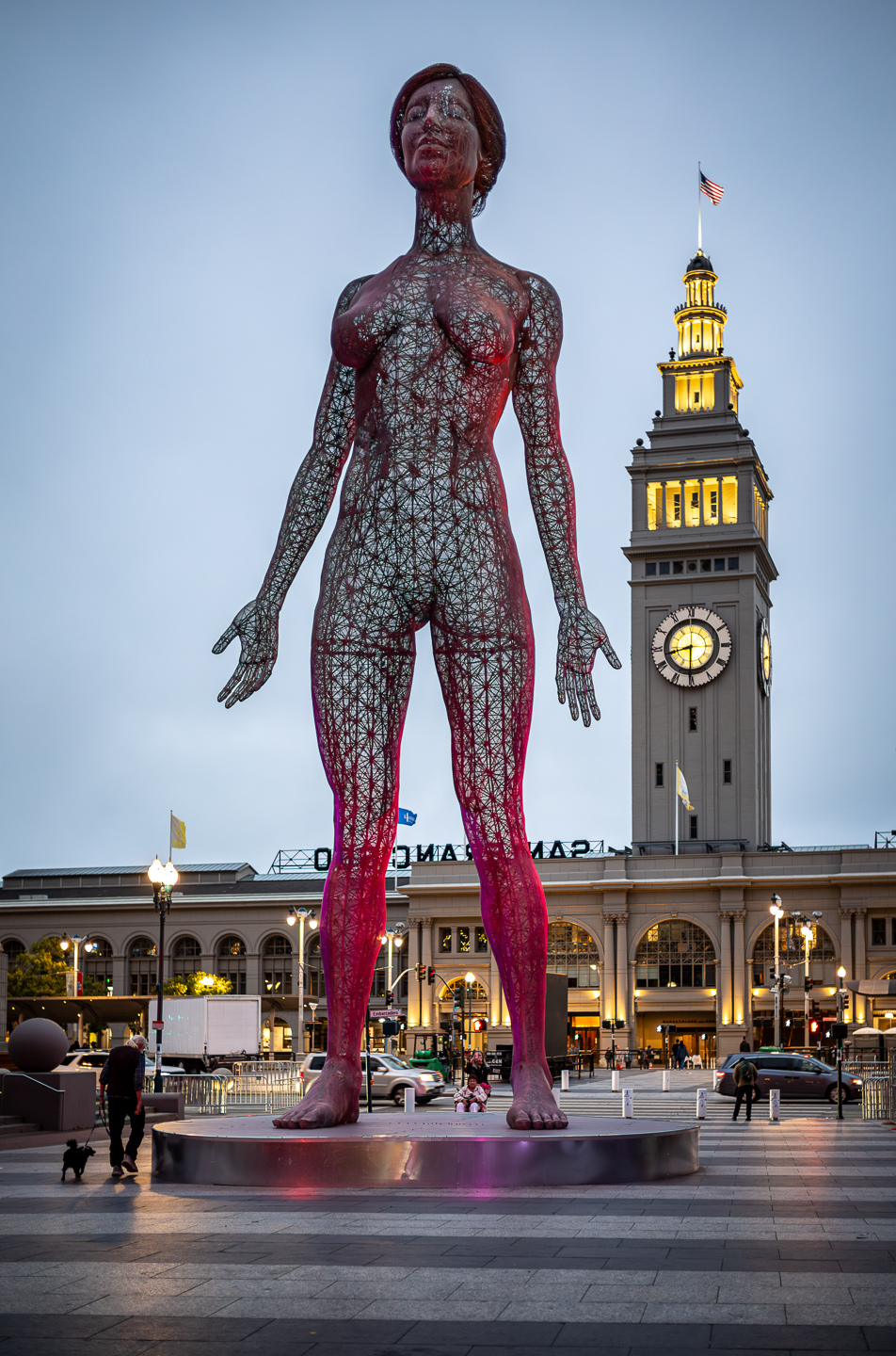 Statue Evolution R-Evolution Statue at Night – Grayscale Photography